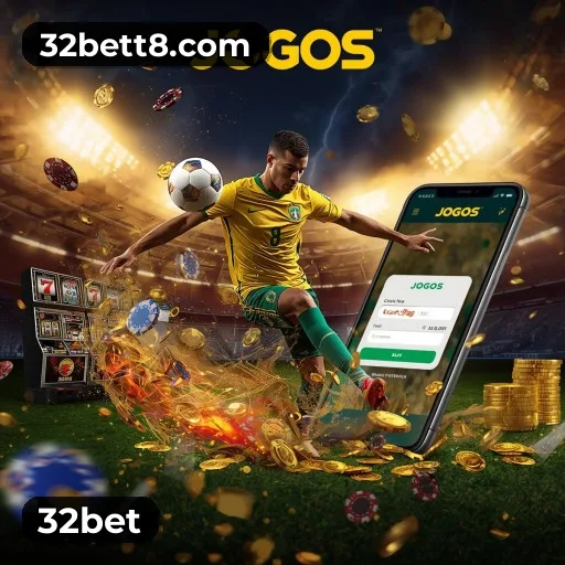 App 32bet para iOS e Android — interface mobile, login biométrico e PIX integrado